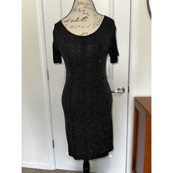 Vintage Novel-Tee Women’s Sz M/L Black Sparkle Sheer T Shirt Shirt Short 90s - Picture 1 of 7